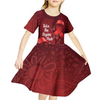 Australia AIDS Awareness Month Kid Short Sleeve Dress Take The Rights Path Aboriginal Art