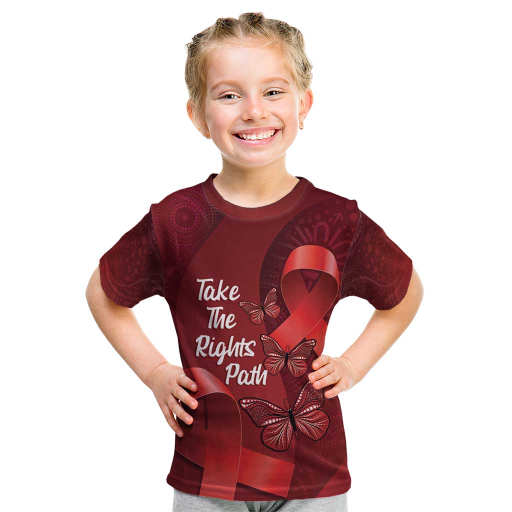 Australia AIDS Awareness Month Kid T Shirt Take The Rights Path Aboriginal Art