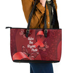 Australia AIDS Awareness Month Leather Tote Bag Take The Rights Path Aboriginal Art