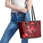 Australia AIDS Awareness Month Leather Tote Bag Take The Rights Path Aboriginal Art