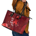 Australia AIDS Awareness Month Leather Tote Bag Take The Rights Path Aboriginal Art