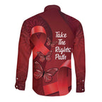 Australia AIDS Awareness Month Long Sleeve Button Shirt Take The Rights Path Aboriginal Art
