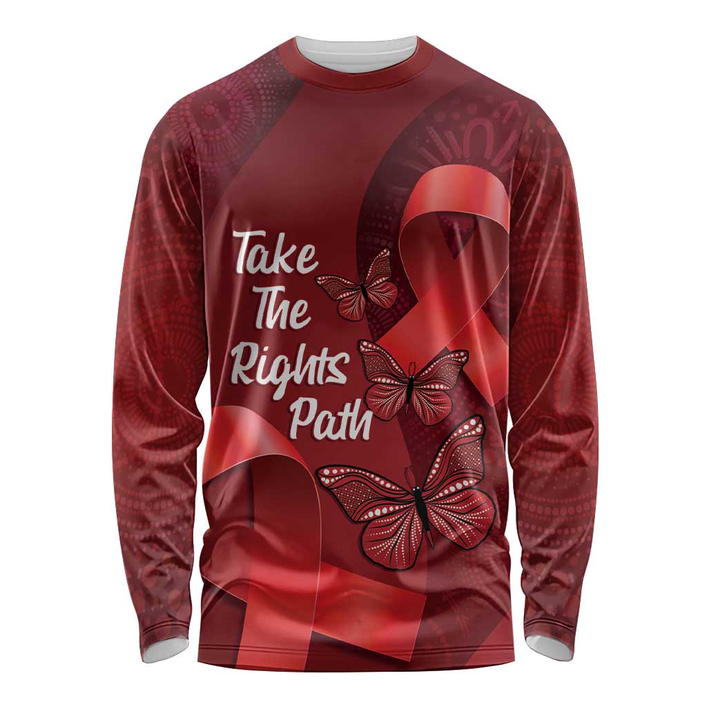 Australia AIDS Awareness Month Long Sleeve Shirt Take The Rights Path Aboriginal Art