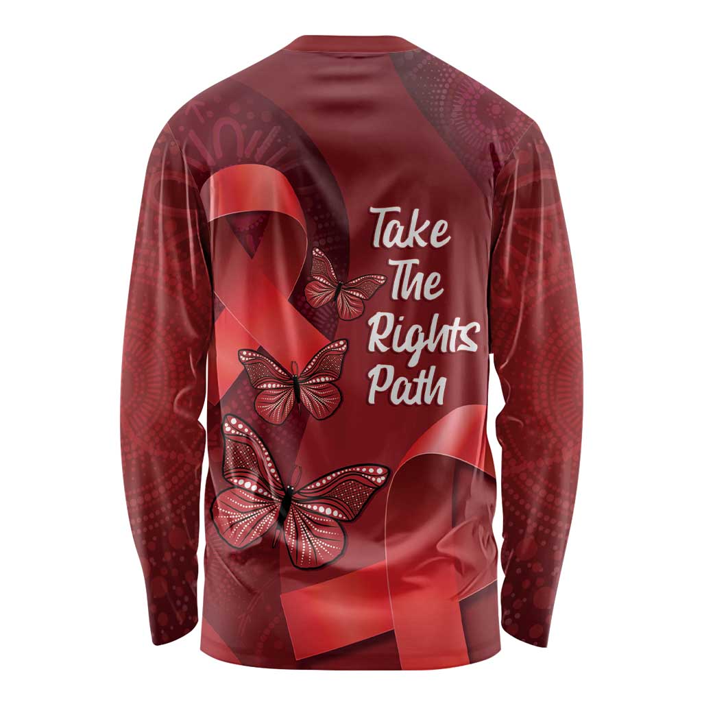 Australia AIDS Awareness Month Long Sleeve Shirt Take The Rights Path Aboriginal Art