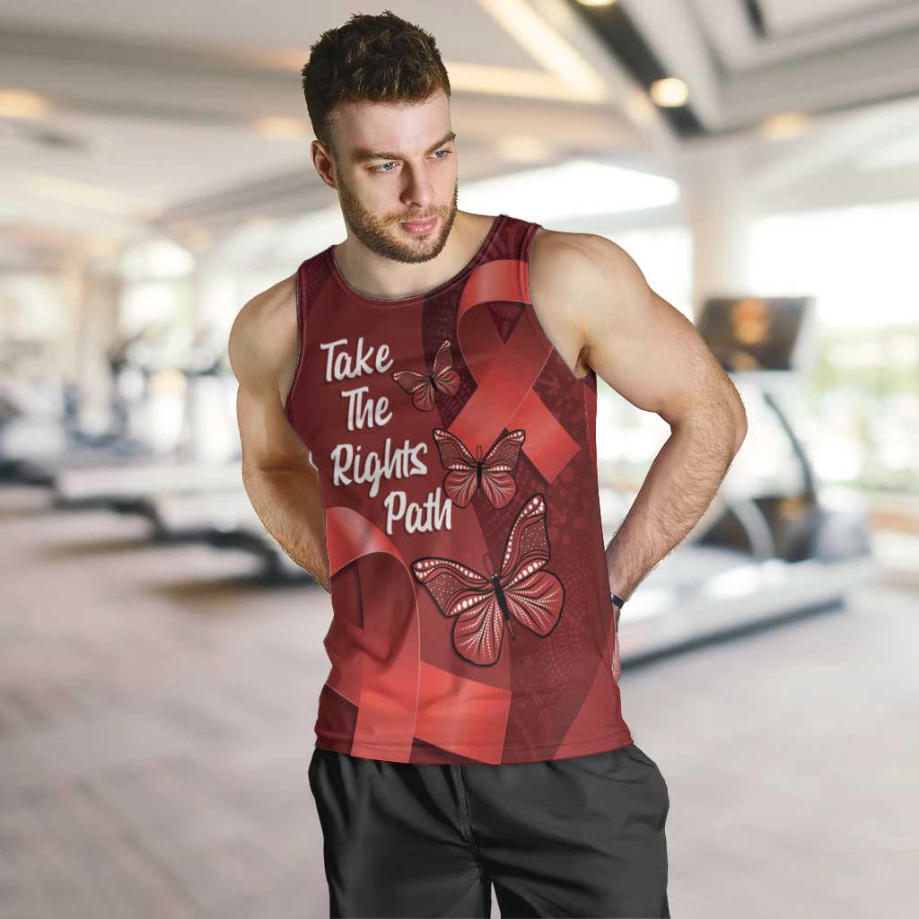 Australia AIDS Awareness Month Men Tank Top Take The Rights Path Aboriginal Art