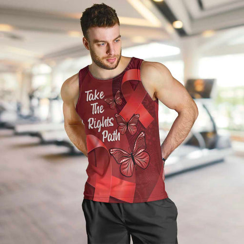 Australia AIDS Awareness Month Men Tank Top Take The Rights Path Aboriginal Art