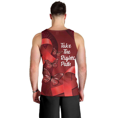 Australia AIDS Awareness Month Men Tank Top Take The Rights Path Aboriginal Art