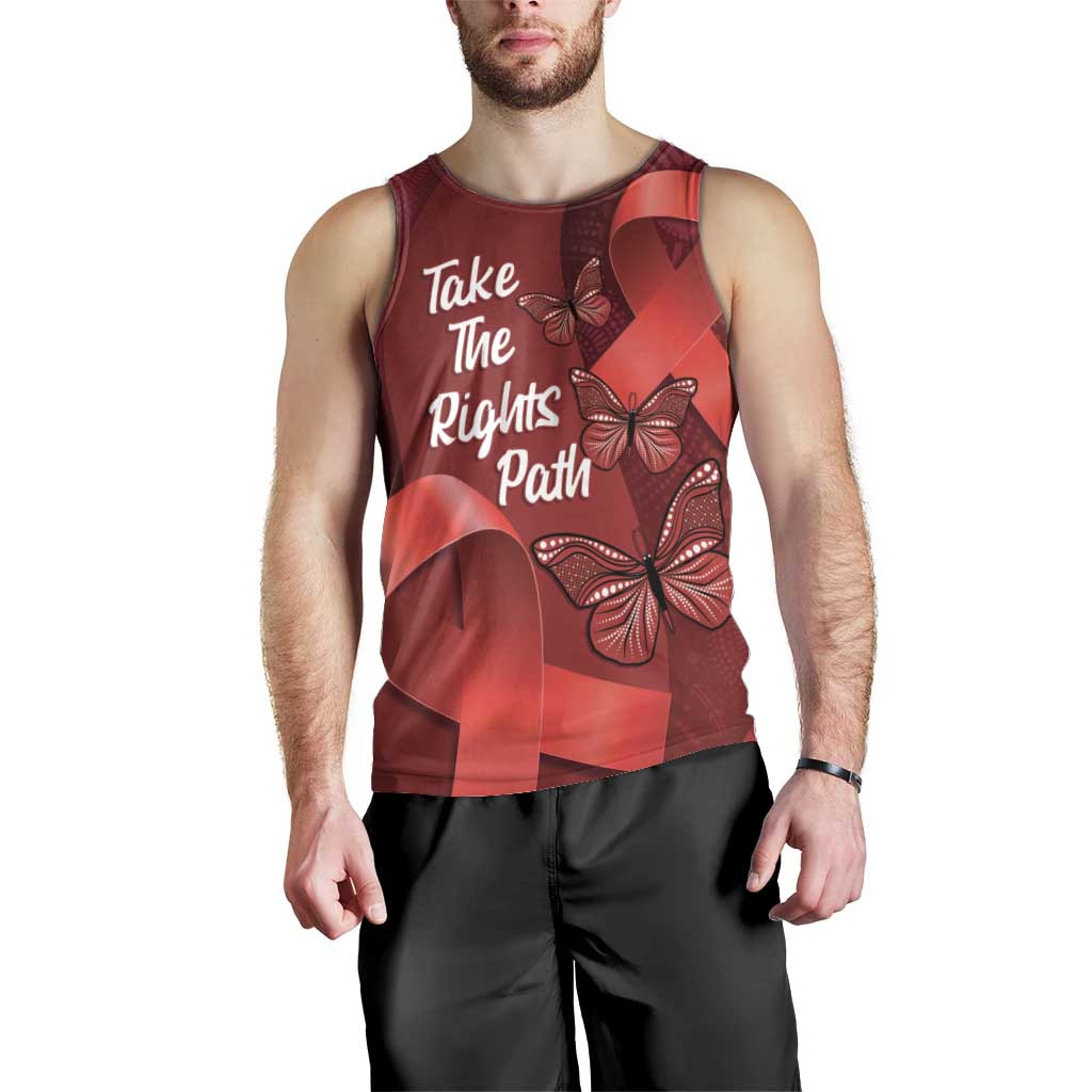 Australia AIDS Awareness Month Men Tank Top Take The Rights Path Aboriginal Art