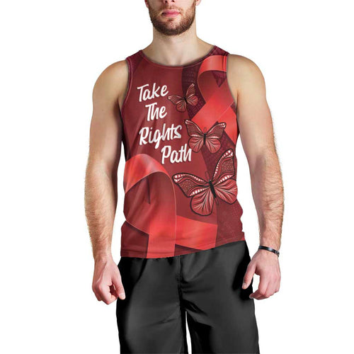 Australia AIDS Awareness Month Men Tank Top Take The Rights Path Aboriginal Art