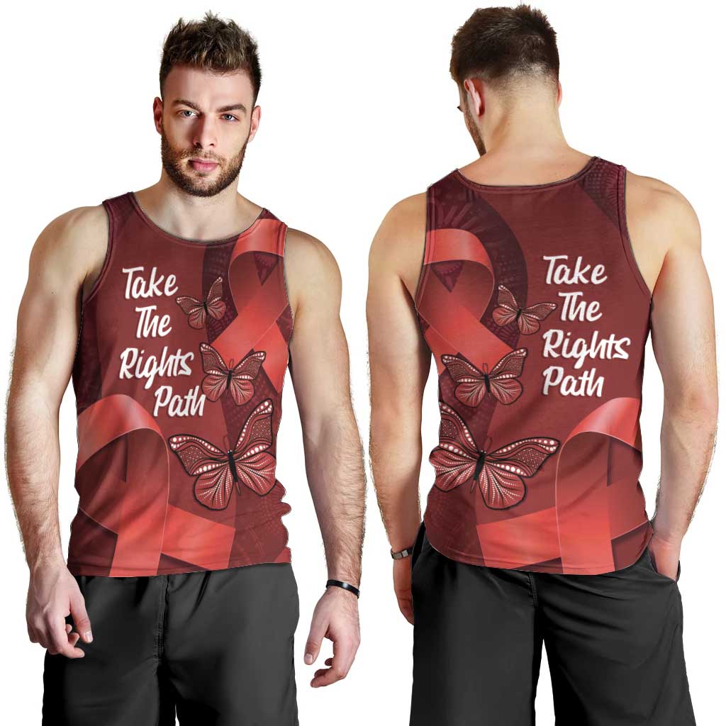 Australia AIDS Awareness Month Men Tank Top Take The Rights Path Aboriginal Art