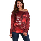 Australia AIDS Awareness Month Off Shoulder Sweater Take The Rights Path Aboriginal Art