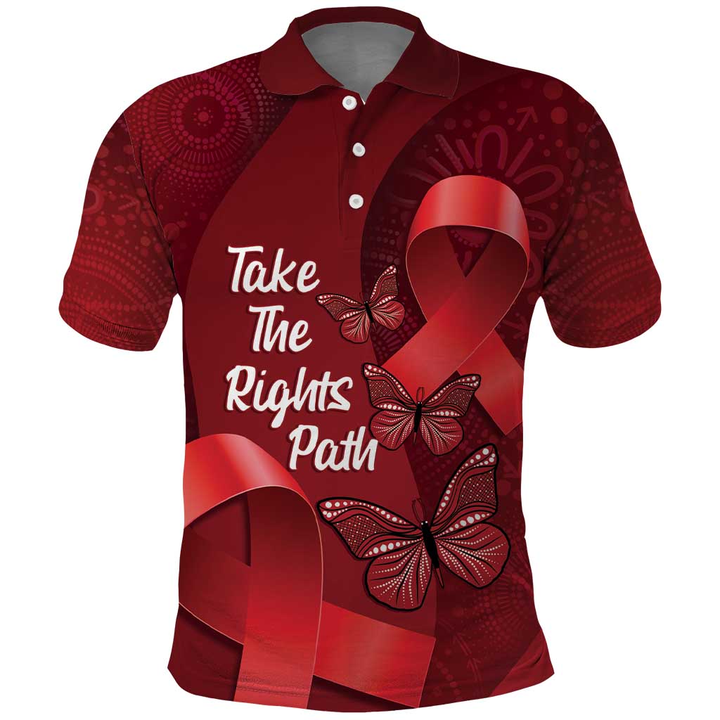 Australia AIDS Awareness Month Polo Shirt Take The Rights Path Aboriginal Art