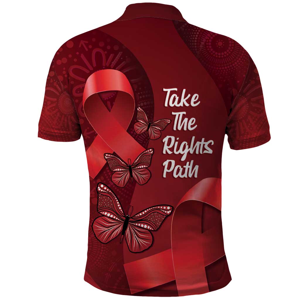 Australia AIDS Awareness Month Polo Shirt Take The Rights Path Aboriginal Art