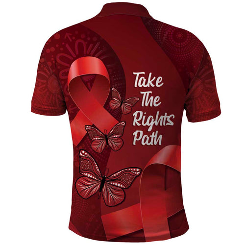 Australia AIDS Awareness Month Polo Shirt Take The Rights Path Aboriginal Art