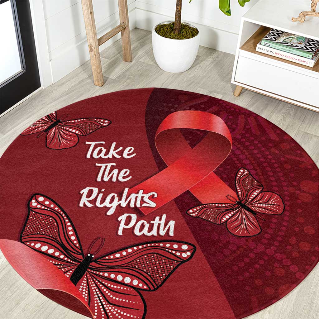 Australia AIDS Awareness Month Round Carpet Take The Rights Path Aboriginal Art