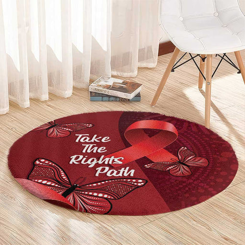 Australia AIDS Awareness Month Round Carpet Take The Rights Path Aboriginal Art