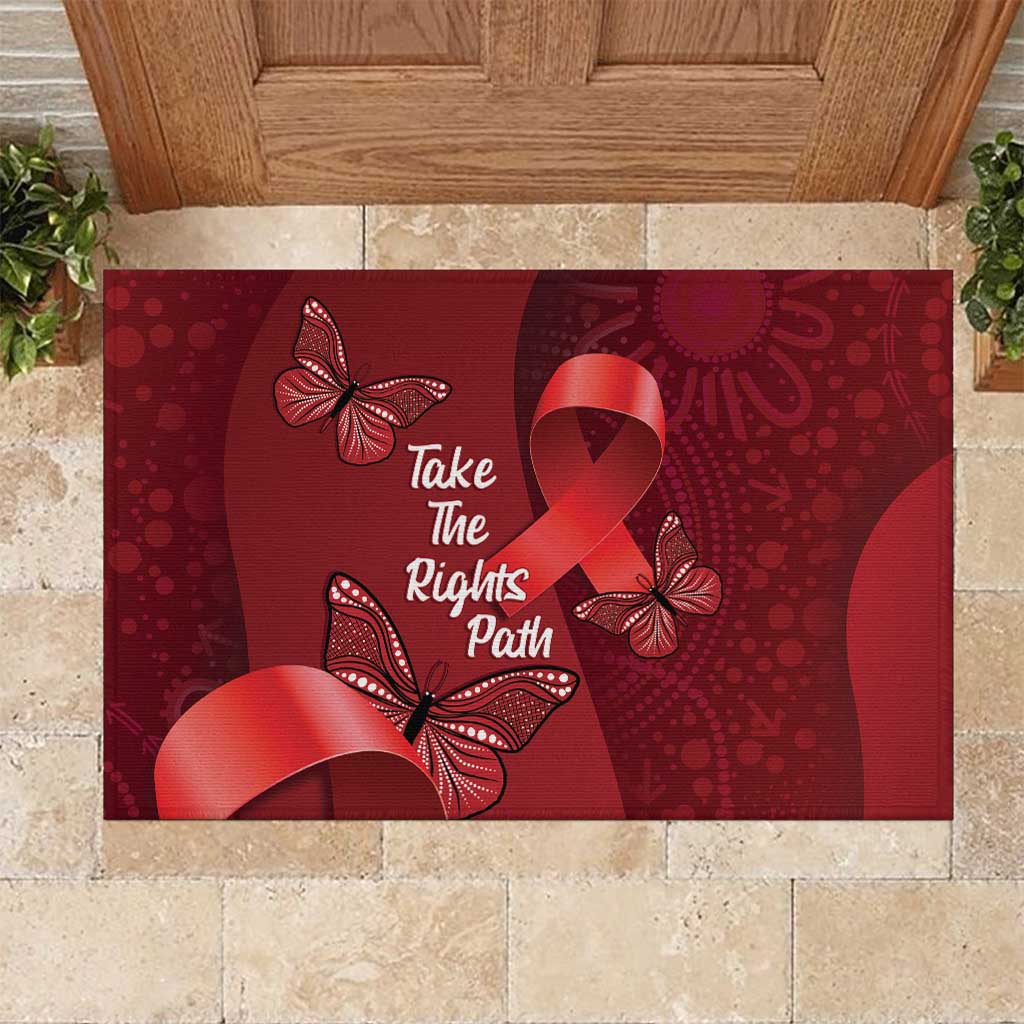 Australia AIDS Awareness Month Rubber Doormat Take The Rights Path Aboriginal Art