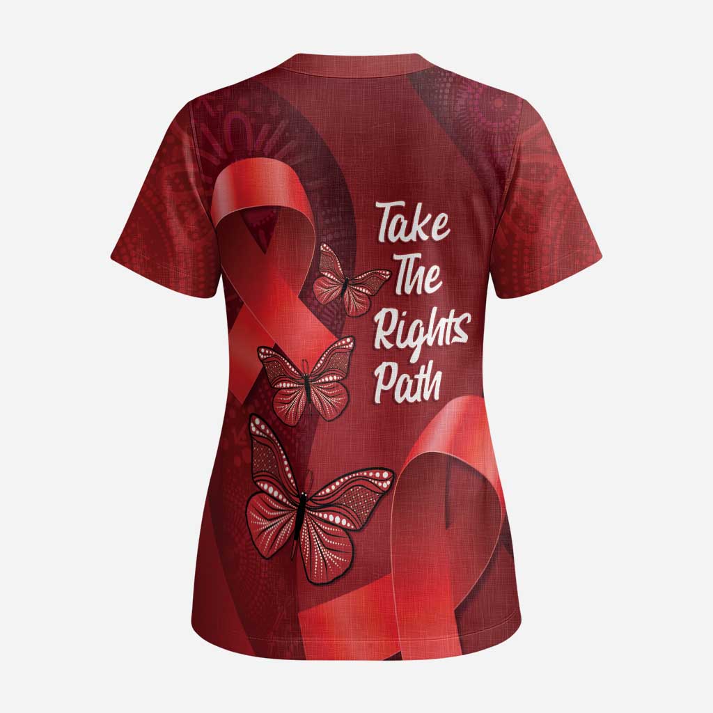 Australia AIDS Awareness Month Scrub Top Take The Rights Path Aboriginal Art - Aussie Hoodie