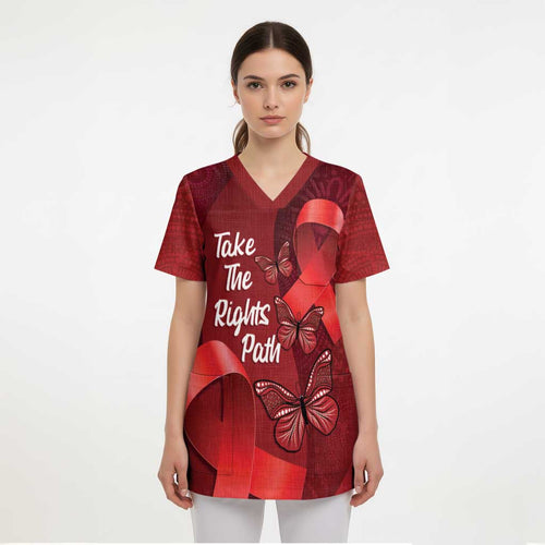 Australia AIDS Awareness Month Scrub Top Take The Rights Path Aboriginal Art - Aussie Hoodie