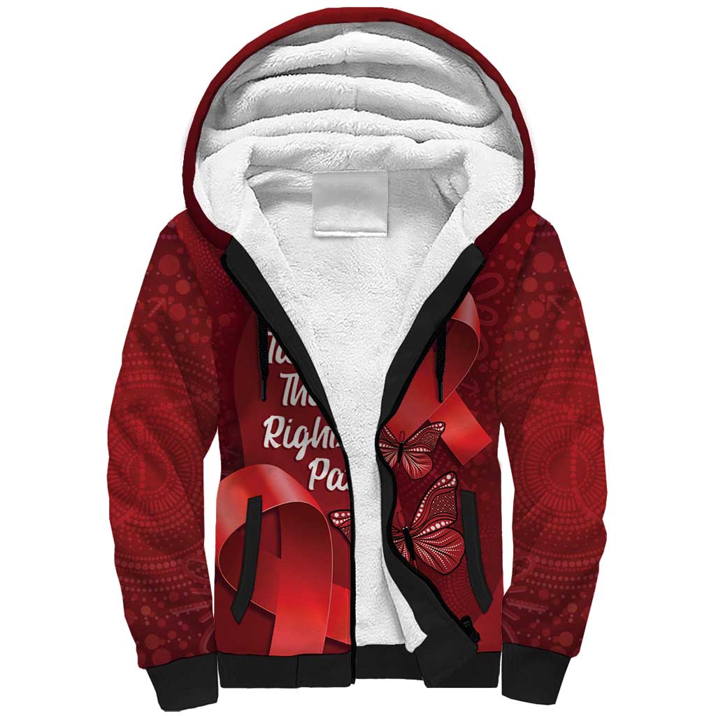 Australia AIDS Awareness Month Sherpa Hoodie Take The Rights Path Aboriginal Art