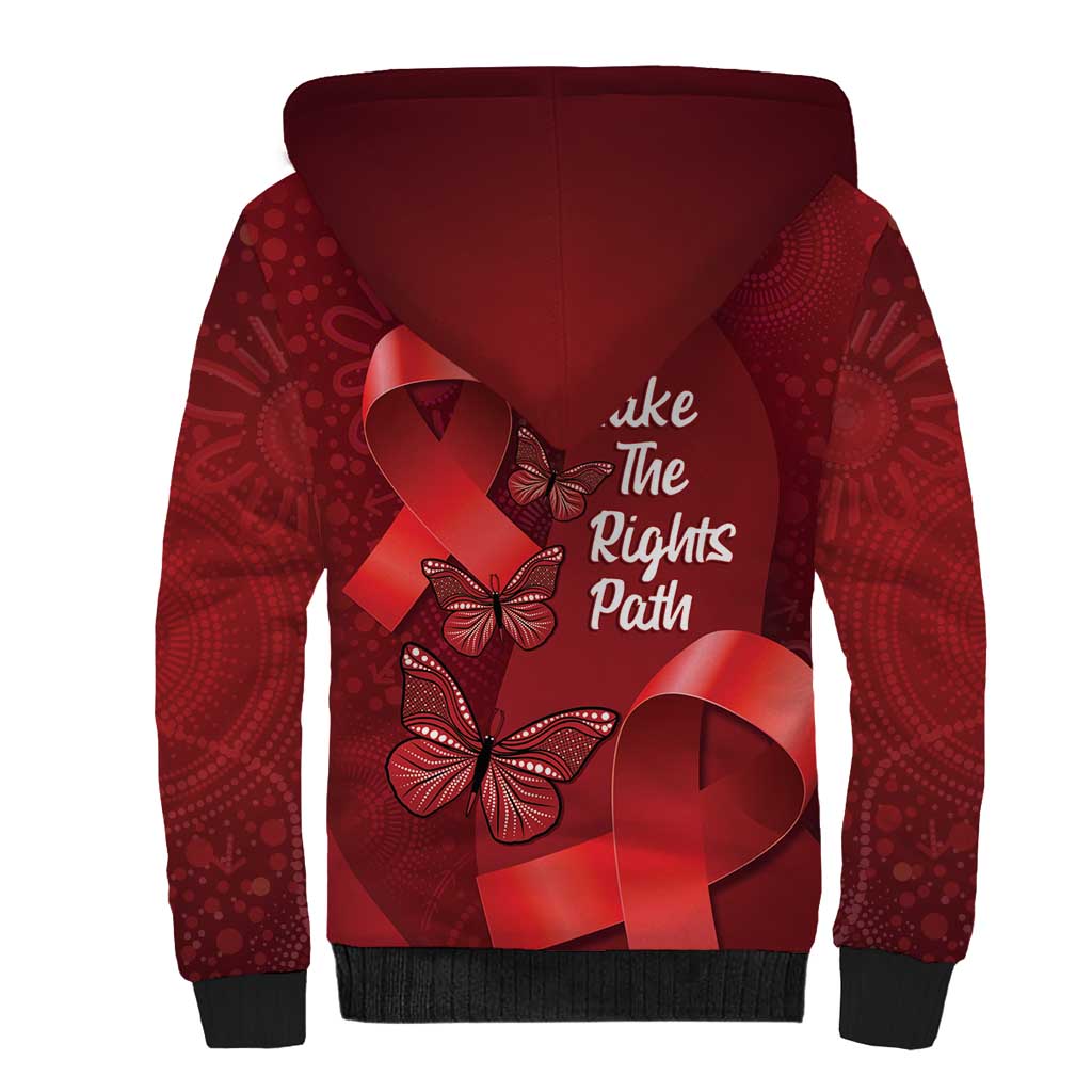 Australia AIDS Awareness Month Sherpa Hoodie Take The Rights Path Aboriginal Art