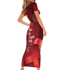 Australia AIDS Awareness Month Short Sleeve Bodycon Dress Take The Rights Path Aboriginal Art