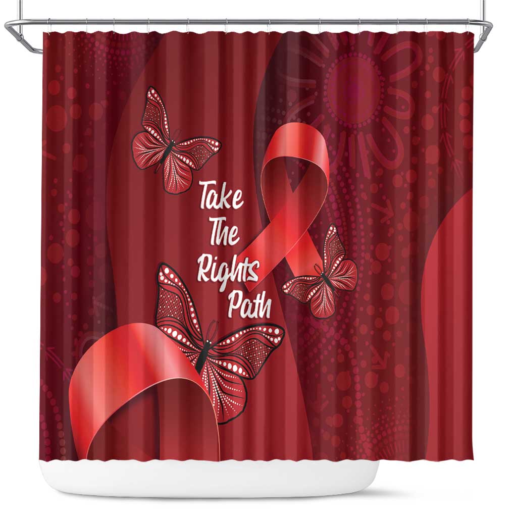 Australia AIDS Awareness Month Shower Curtain Take The Rights Path Aboriginal Art