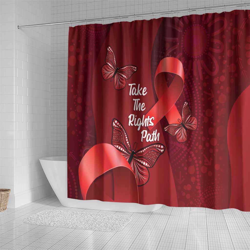 Australia AIDS Awareness Month Shower Curtain Take The Rights Path Aboriginal Art