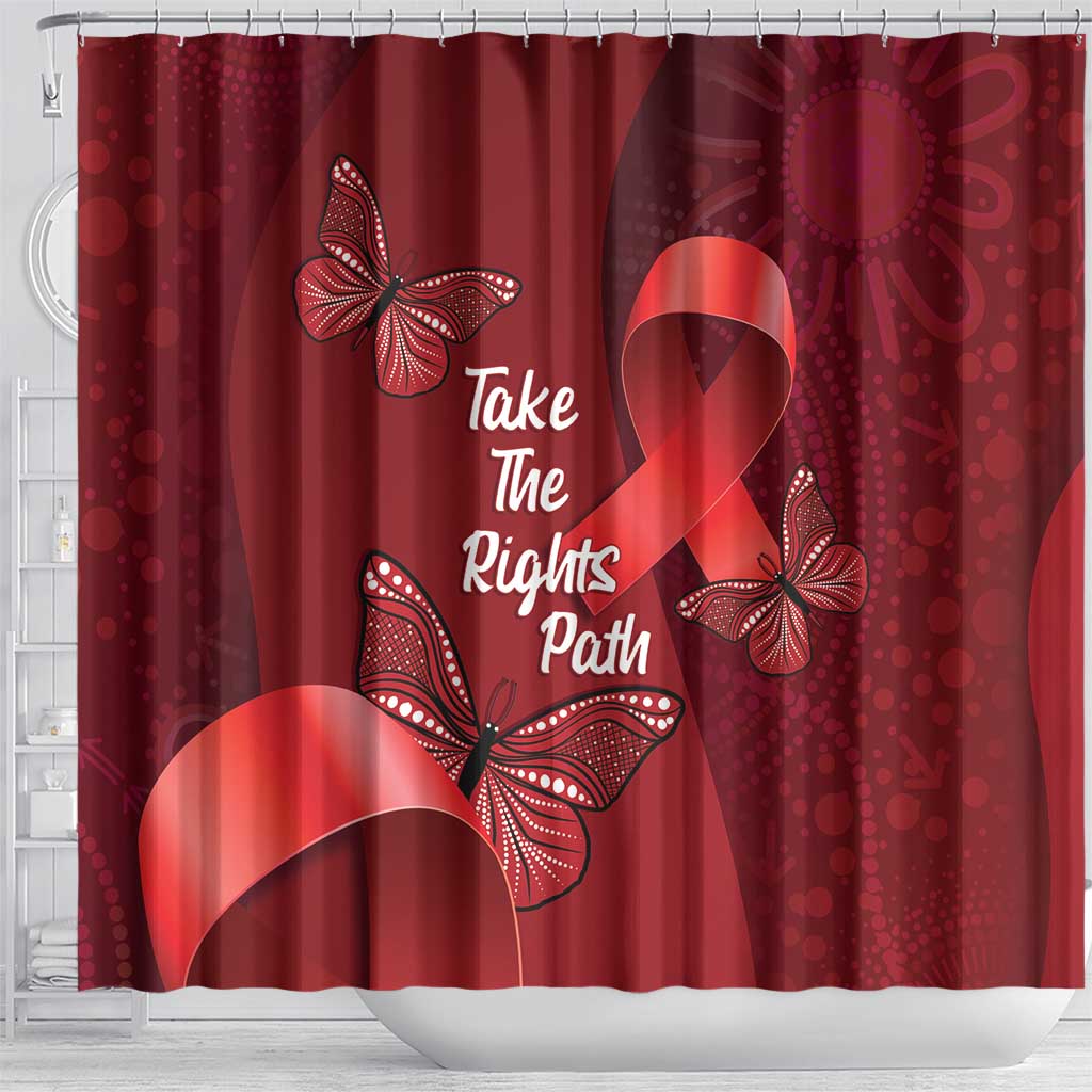 Australia AIDS Awareness Month Shower Curtain Take The Rights Path Aboriginal Art