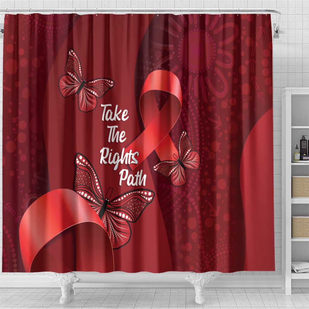 Australia AIDS Awareness Month Shower Curtain Take The Rights Path Aboriginal Art