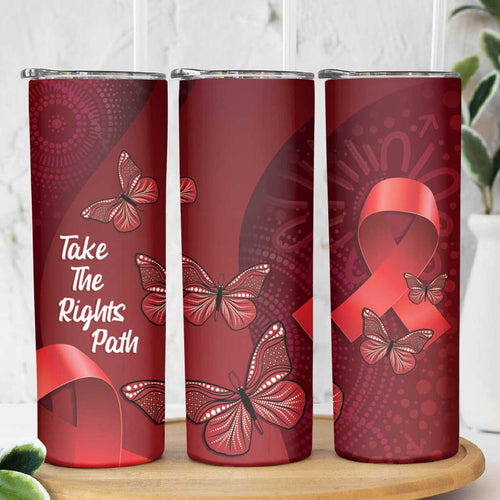 Australia AIDS Awareness Month Skinny Tumbler Take The Rights Path Aboriginal Art