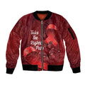 Australia AIDS Awareness Month Sleeve Zip Bomber Jacket Take The Rights Path Aboriginal Art