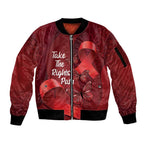 Australia AIDS Awareness Month Sleeve Zip Bomber Jacket Take The Rights Path Aboriginal Art