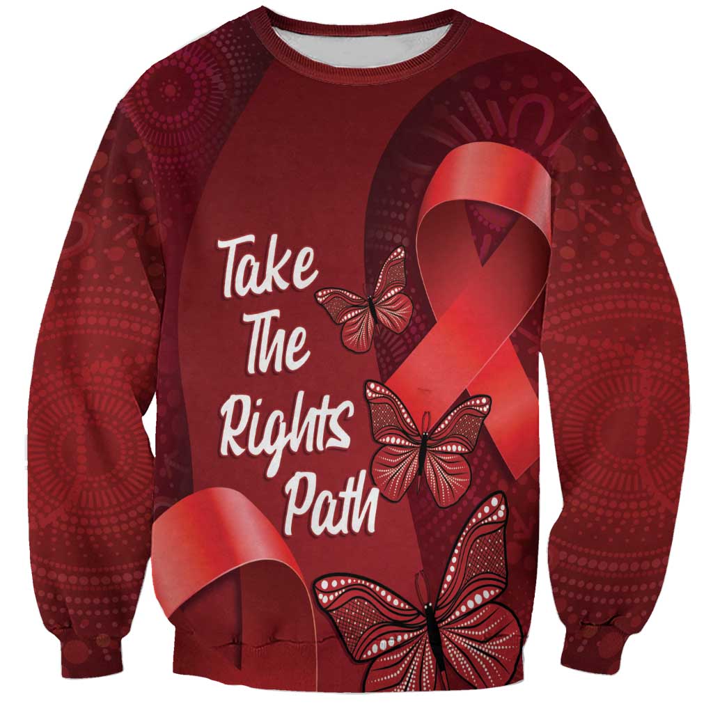 Australia AIDS Awareness Month Sweatshirt Take The Rights Path Aboriginal Art