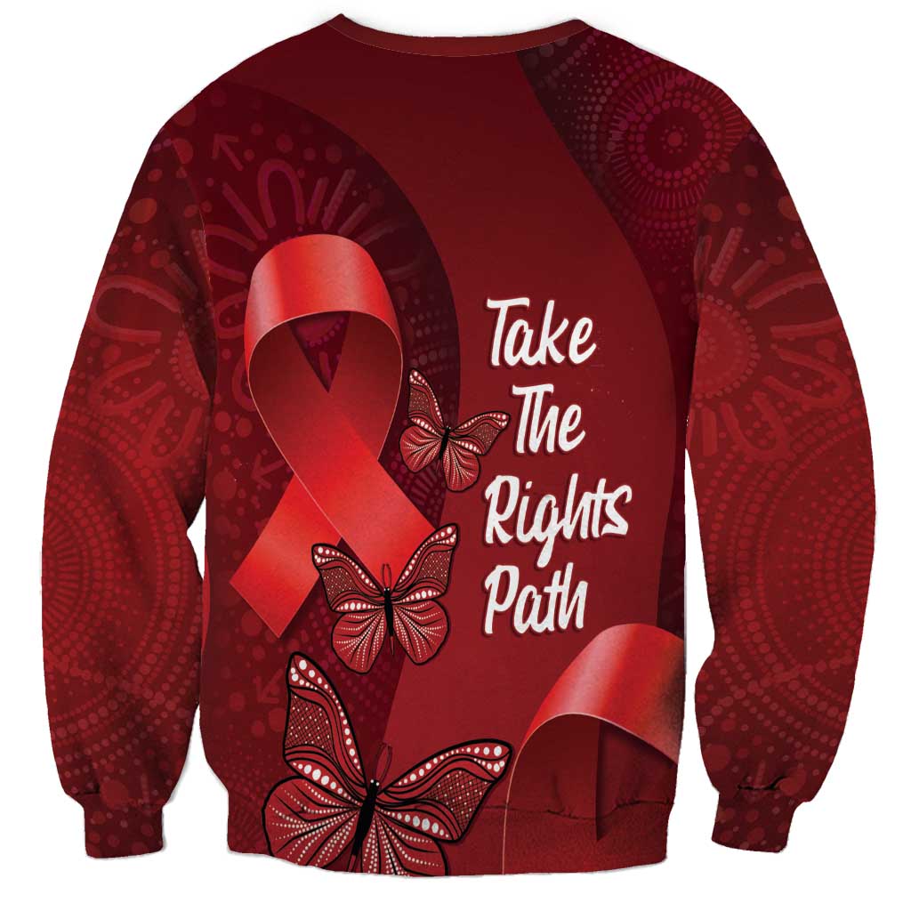 Australia AIDS Awareness Month Sweatshirt Take The Rights Path Aboriginal Art