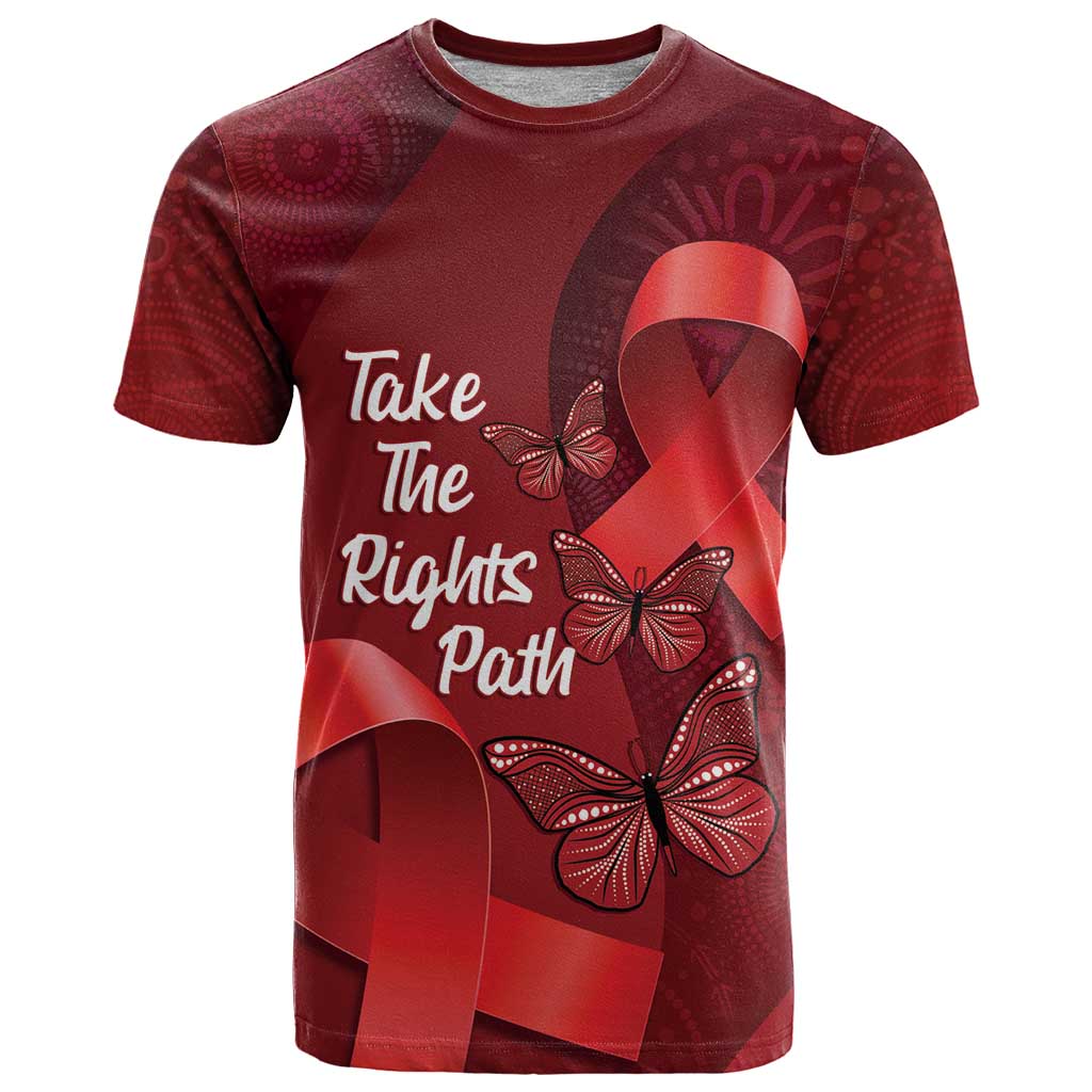 Australia AIDS Awareness Month T Shirt Take The Rights Path Aboriginal Art