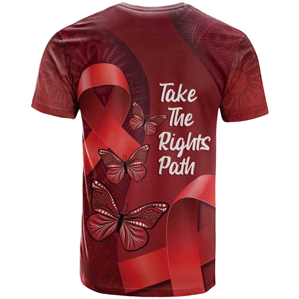 Australia AIDS Awareness Month T Shirt Take The Rights Path Aboriginal Art