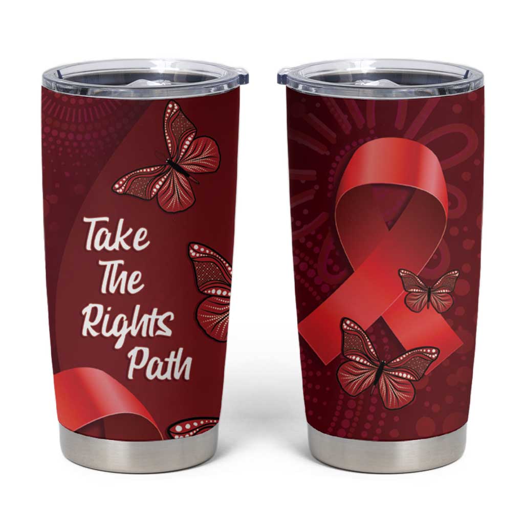 Australia AIDS Awareness Month Tumbler Cup Take The Rights Path Aboriginal Art