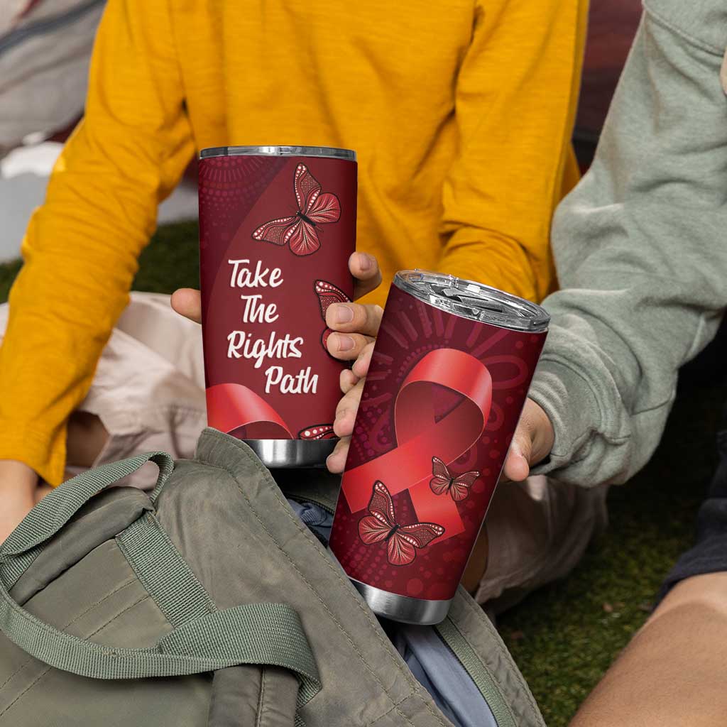 Australia AIDS Awareness Month Tumbler Cup Take The Rights Path Aboriginal Art