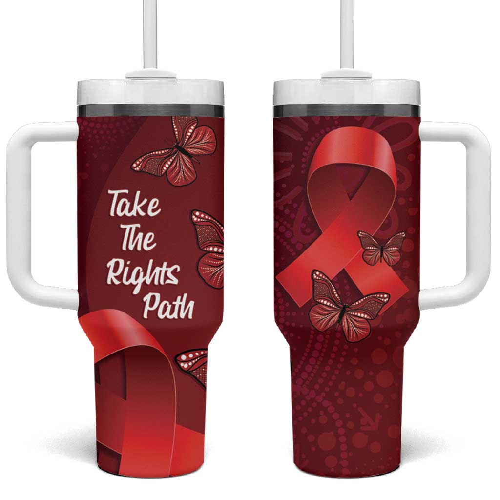 Australia AIDS Awareness Month Tumbler With Handle Take The Rights Path Aboriginal Art