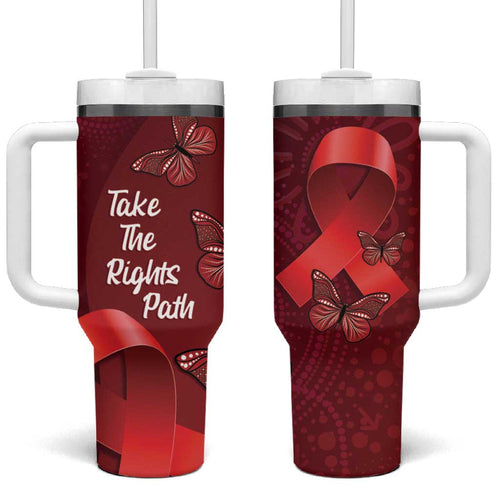 Australia AIDS Awareness Month Tumbler With Handle Take The Rights Path Aboriginal Art