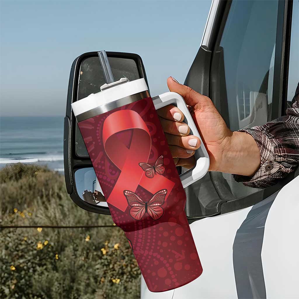 Australia AIDS Awareness Month Tumbler With Handle Take The Rights Path Aboriginal Art