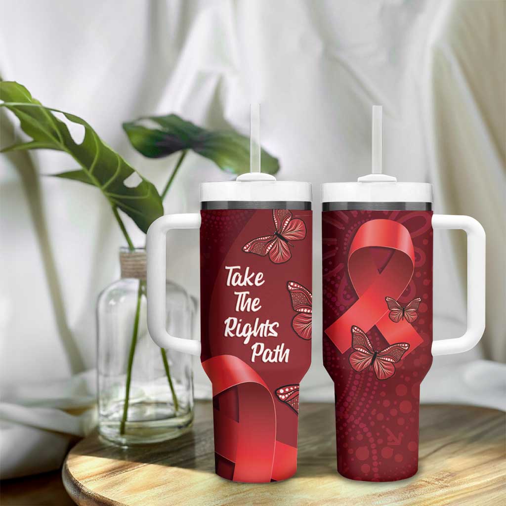 Australia AIDS Awareness Month Tumbler With Handle Take The Rights Path Aboriginal Art