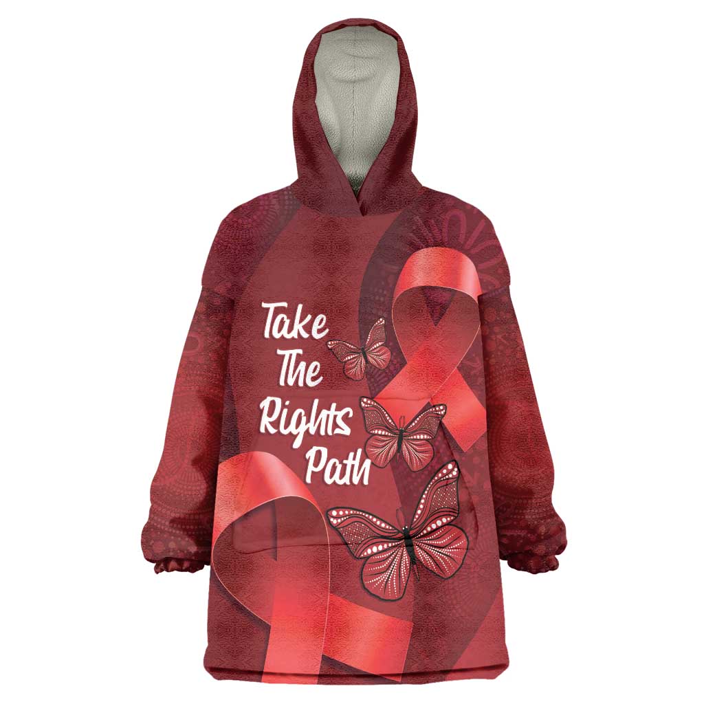 Australia AIDS Awareness Month Wearable Blanket Hoodie Take The Rights Path Aboriginal Art