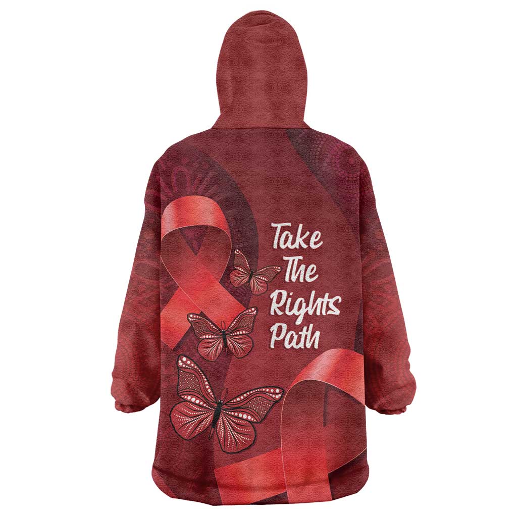 Australia AIDS Awareness Month Wearable Blanket Hoodie Take The Rights Path Aboriginal Art