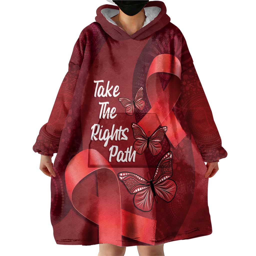 Australia AIDS Awareness Month Wearable Blanket Hoodie Take The Rights Path Aboriginal Art