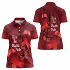 Australia AIDS Awareness Month Women Polo Shirt Take The Rights Path Aboriginal Art
