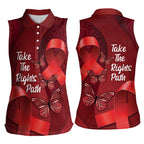 Australia AIDS Awareness Month Women Sleeveless Polo Shirt Take The Rights Path Aboriginal Art