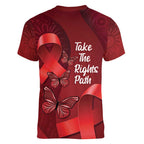 Australia AIDS Awareness Month Women V-Neck T-Shirt Take The Rights Path Aboriginal Art