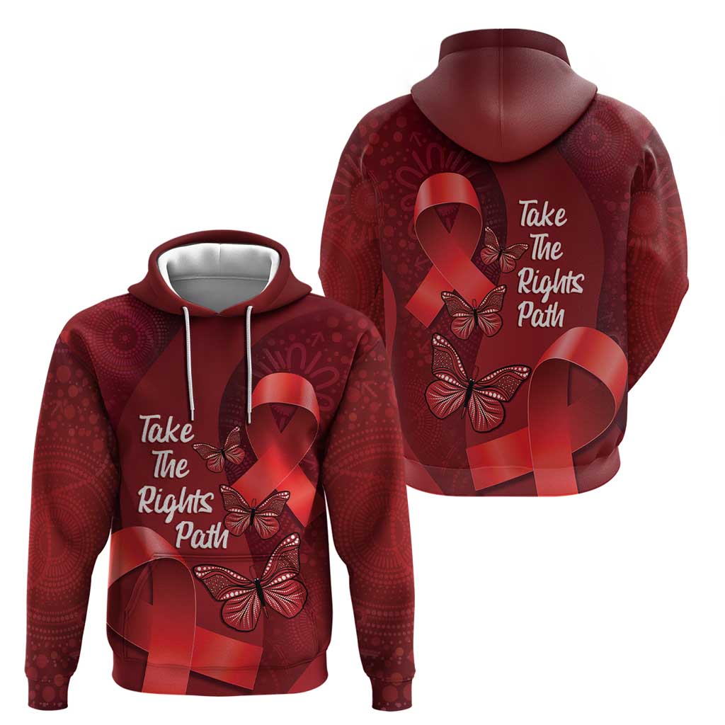 Australia AIDS Awareness Month Zip Hoodie Take The Rights Path Aboriginal Art